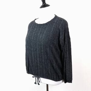 Anthropologie Size M Long Sleeve Knit Top Drop Shoulder Gray